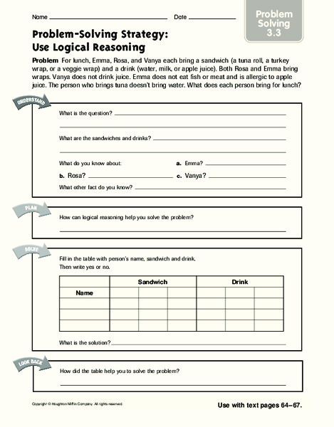 Problem-Solving Strategy: Use Logical Reasoning Organizer