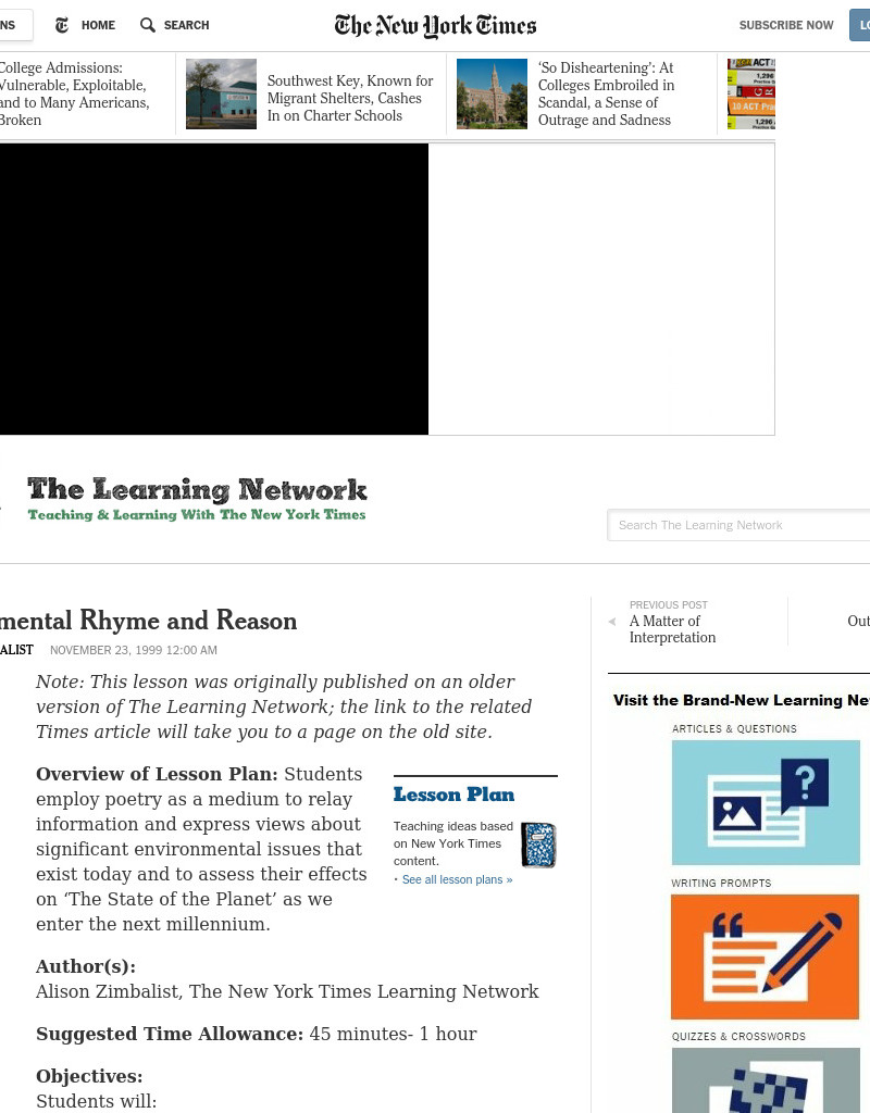 Environmental Rhyme and Reason Lesson Plan