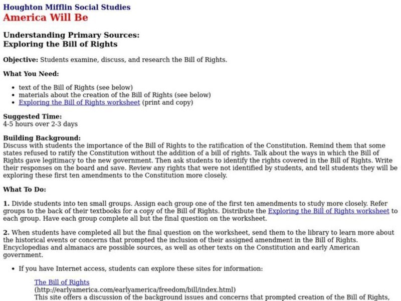Exploring the Bill of Rights Lesson Plan