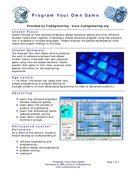 Program Your Own Game Lesson Plan