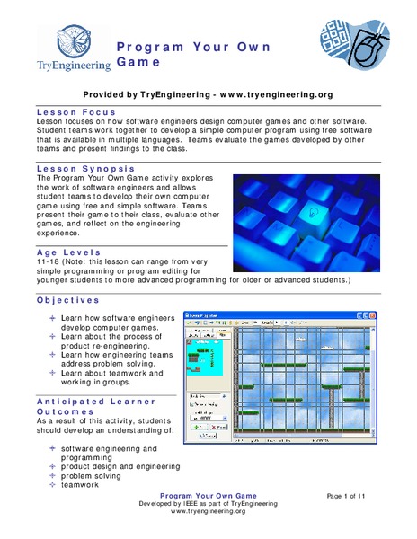 Program Your Own Game Lesson Plan
