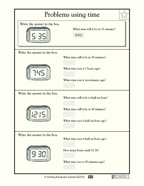 Problems Using Time Worksheet