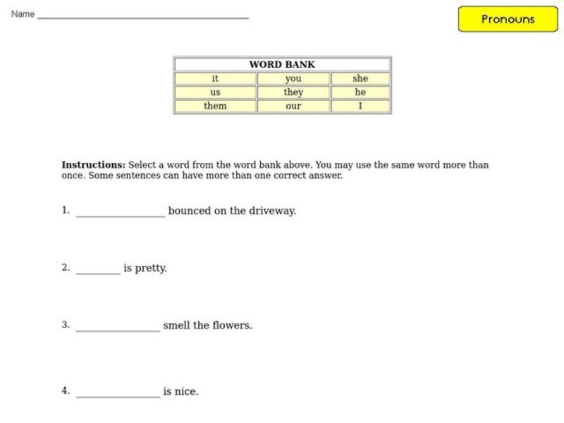 Pronoun Practice 3 Worksheet