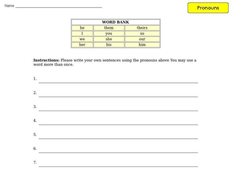 Pronoun Practice 2 Worksheet