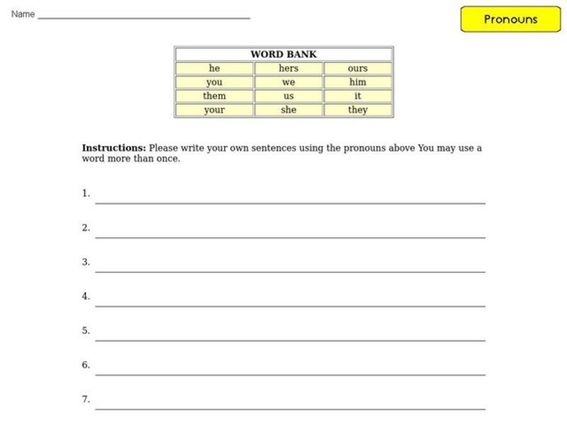 Pronoun Practice 3 Worksheet