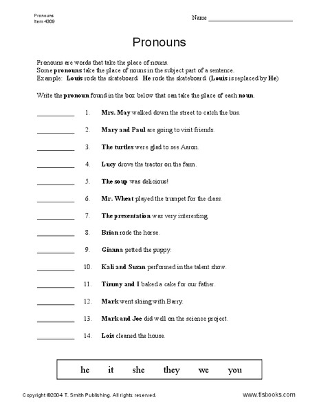 Pronouns Worksheet