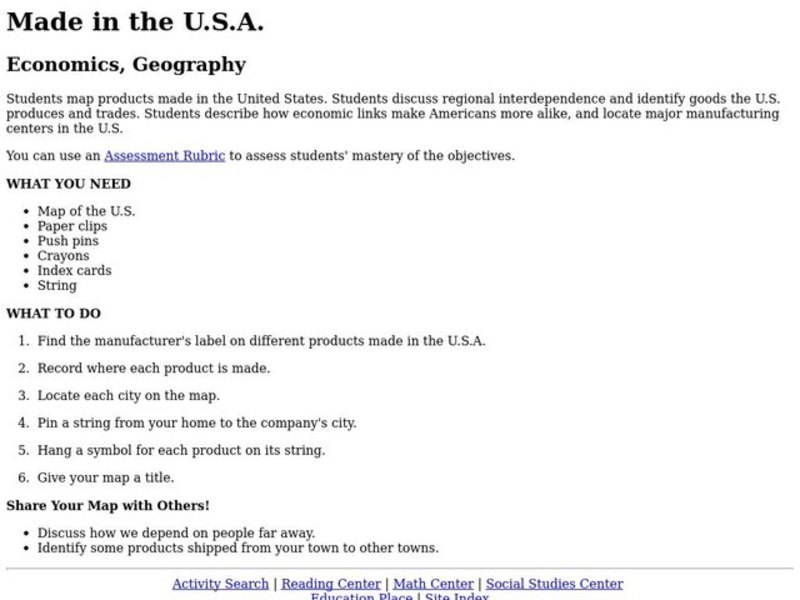 Made in the USA Lesson Plan