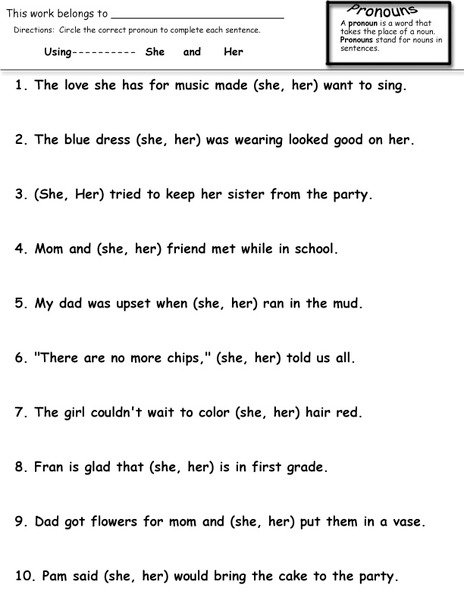 Pronouns Worksheet
