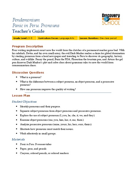 Pronouns Lesson Plan