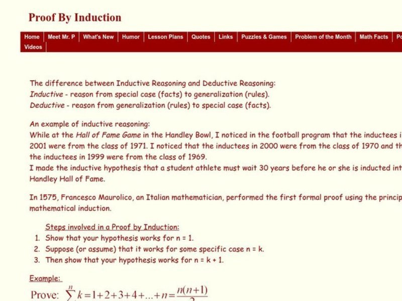 Proof by Induction Worksheet