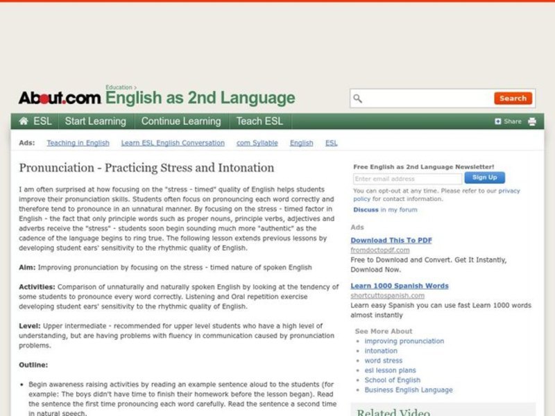 Pronunciation: Practicing Stress and Intonation Lesson Plan