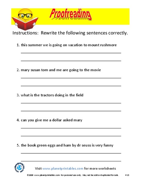 Proofreading Worksheet