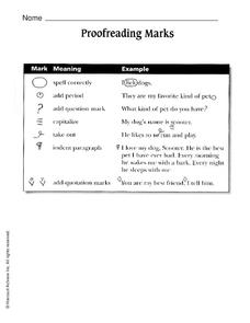 Proofreading Marks Worksheet