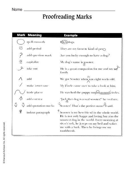 Proofreading Marks Organizer