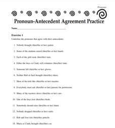 Pronoun-Antecedent Agreement Worksheet