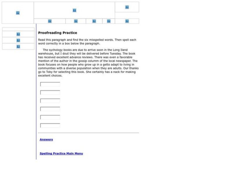 Proofreading Practice Interactive