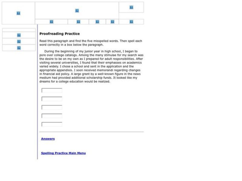 Proofreading Practice Interactive