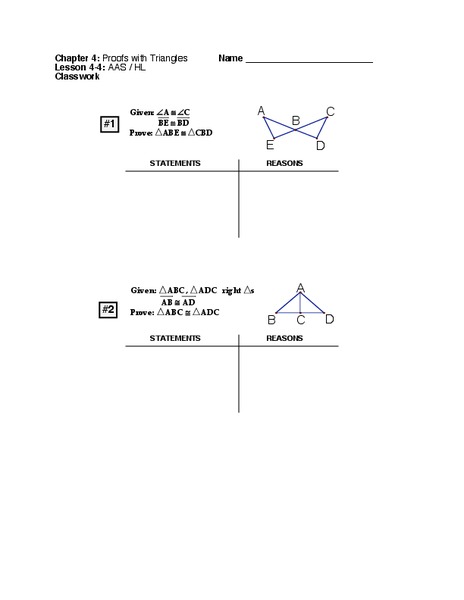 Proofs with Triangles Worksheet