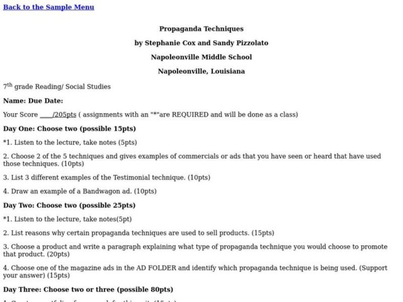 Propaganda Techniques Lesson Plan