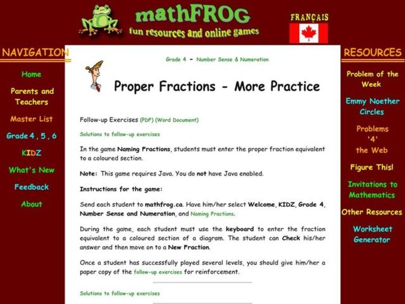 Proper Fractions Lesson Plan