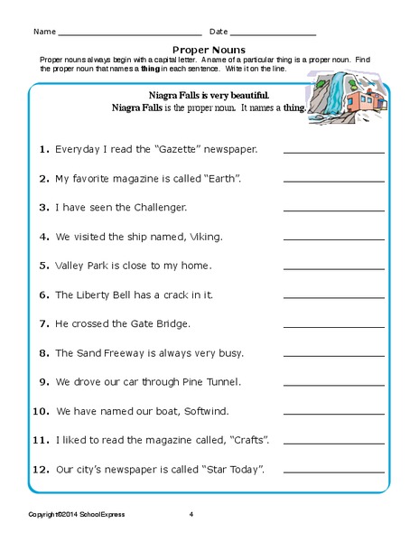Proper Nouns Worksheet