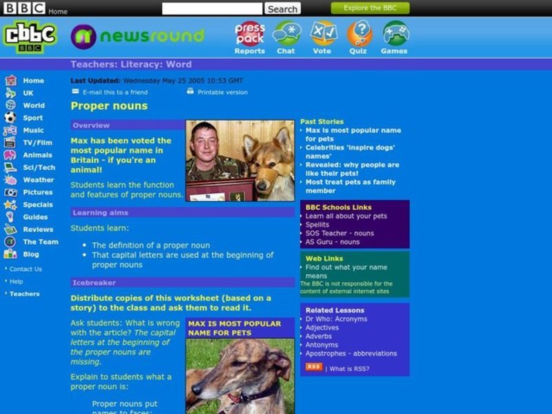 Proper nouns Lesson Plan