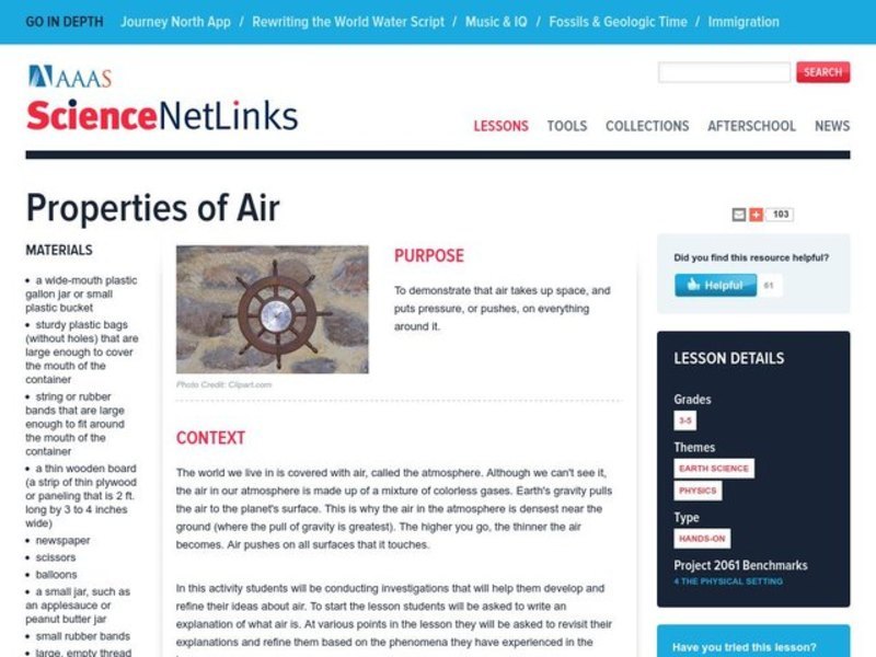 Properties of Air Lesson Plan