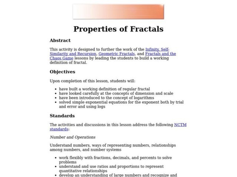 Properties of Fractals Lesson Plan