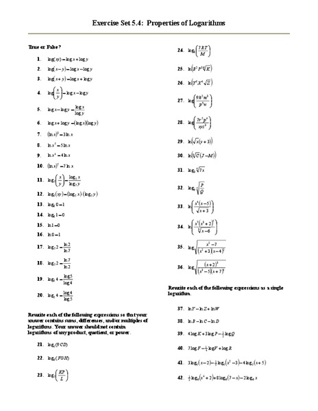 Properties of Logarithms Lesson Plan