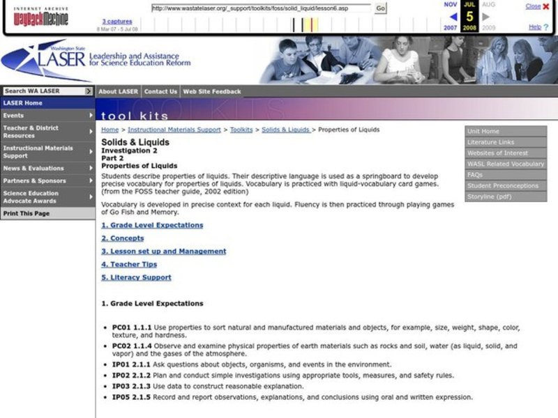 Properties of Liquids Lesson Plan