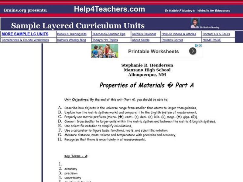 Properties of Materials Lesson Plan