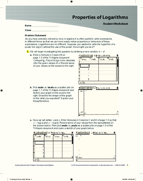 Properties of Logarithms Lesson Plan