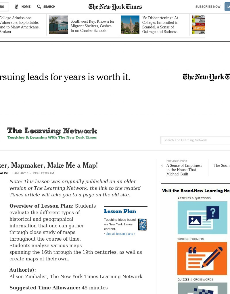 Mapmaker, Mapmaker, Make Me a Map! Lesson Plan