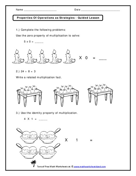Properties of Operations as Strategies Worksheet