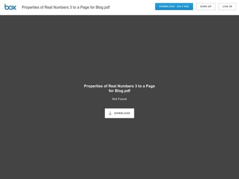 Properties of Real Numbers Organizer