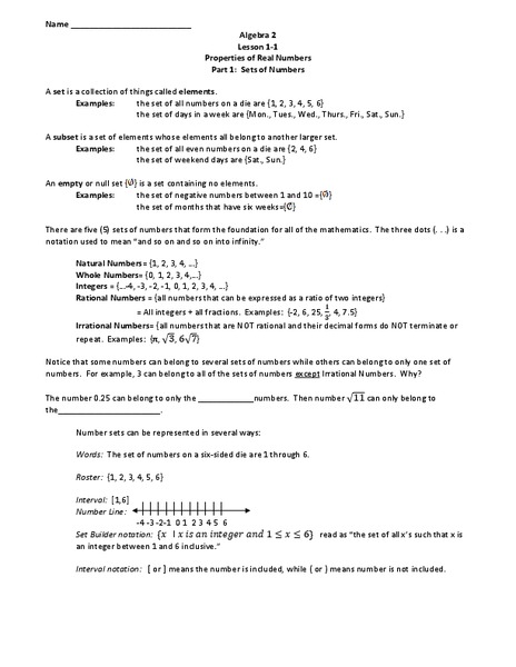 Properties of Real Numbers Worksheet
