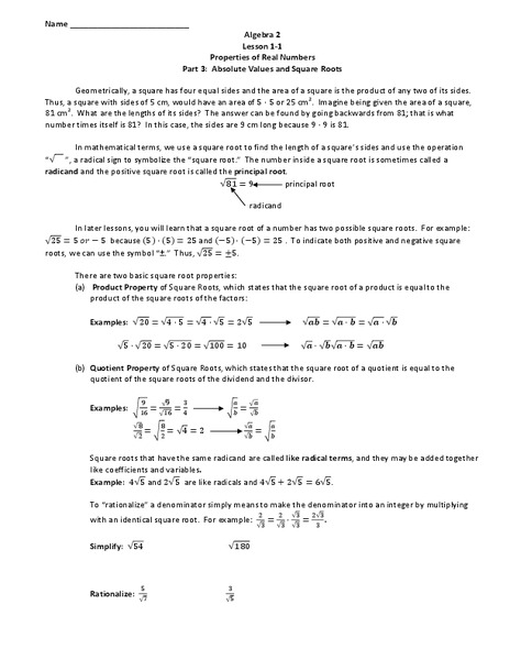 Properties of Real Numbers Worksheet