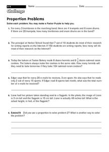 Proportion Problems Worksheet