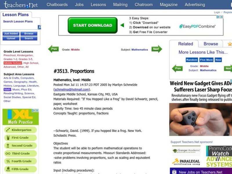 Proportions Lesson Plan