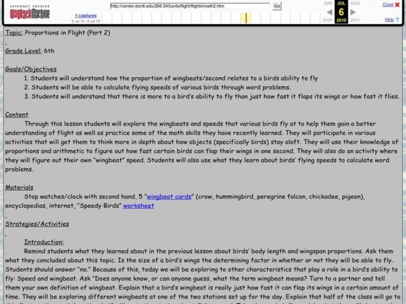 Proportions in Flight Lesson Plan