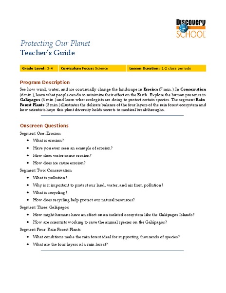 Protecting Our Planet Lesson Plan