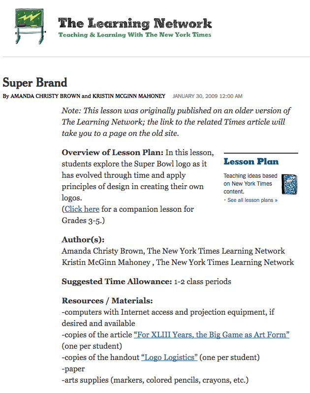 Super Brand Lesson Plan
