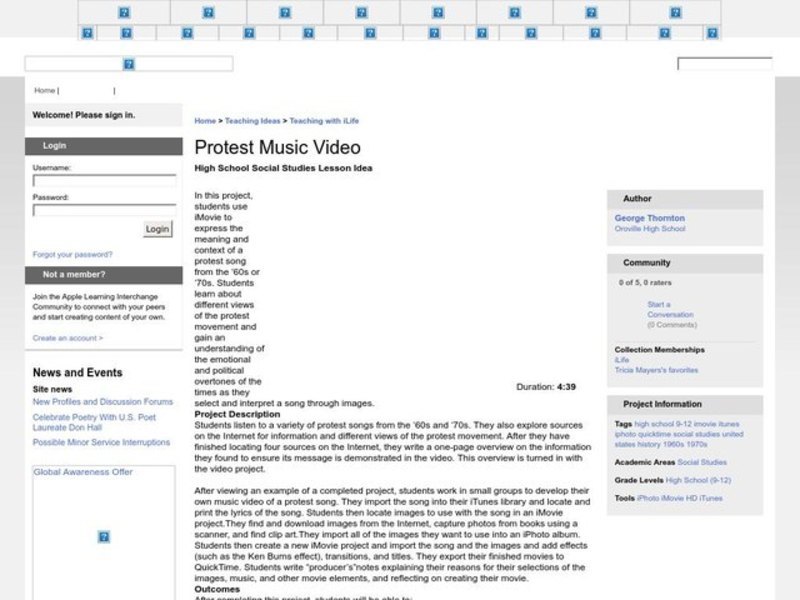 Protest Music Video Lesson Plan