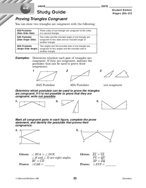 Proving Triangles Congruent Worksheet