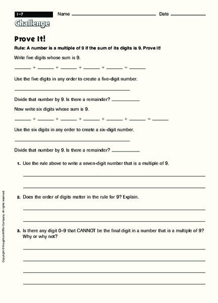 Prove It! Worksheet
