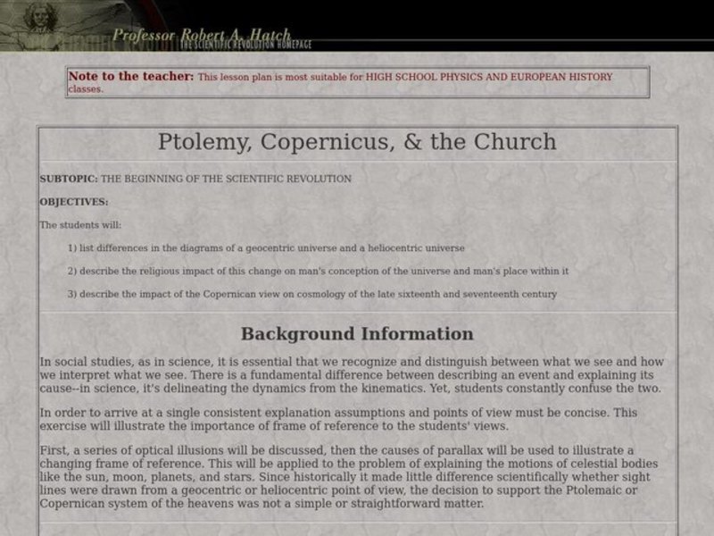 Ptolemy, Copernicus, & the Church Lesson Plan