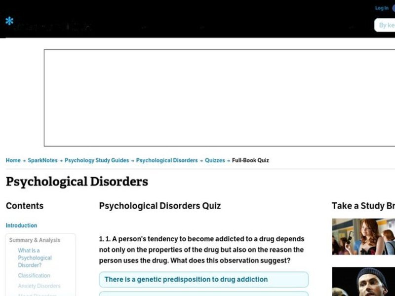 Psychological Disorders Worksheet