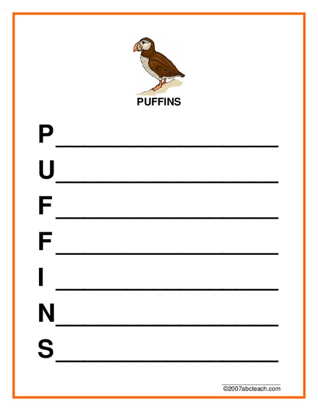 Puffins Worksheet