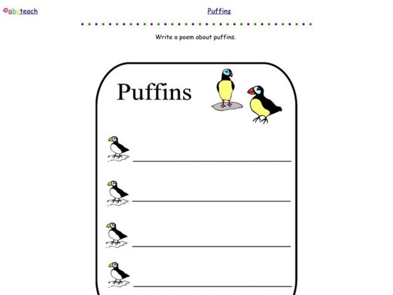 Puffins Worksheet