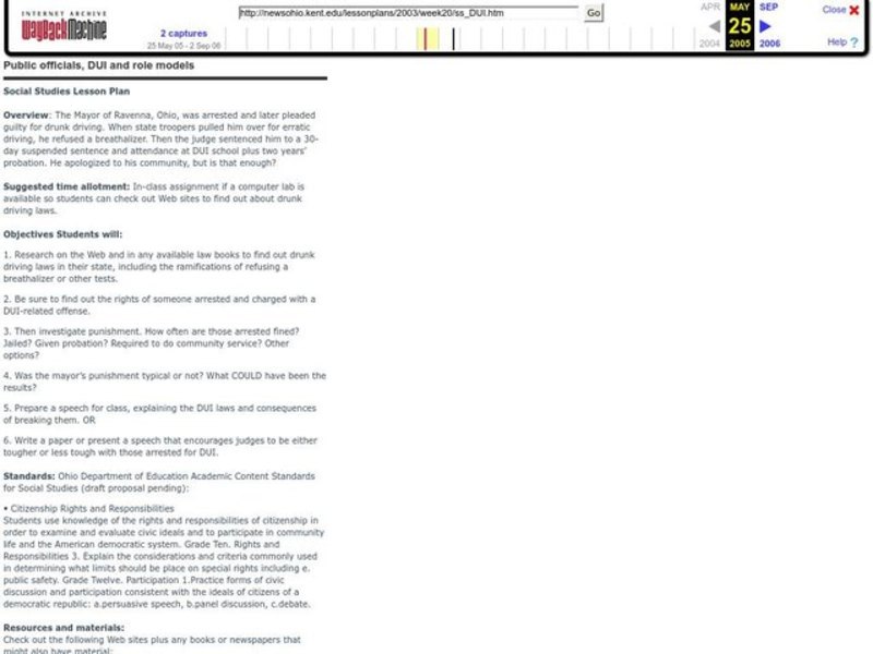 Public Officials, DUI And Role Models Lesson Plan